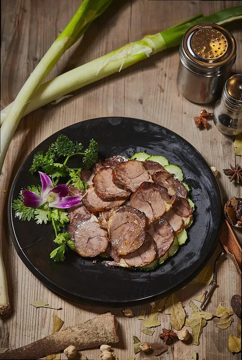pork, braised pork, gourmet, dishes, vegetable, chinese food, cold dish, garnish, spices, lay out, food, braised pork, b